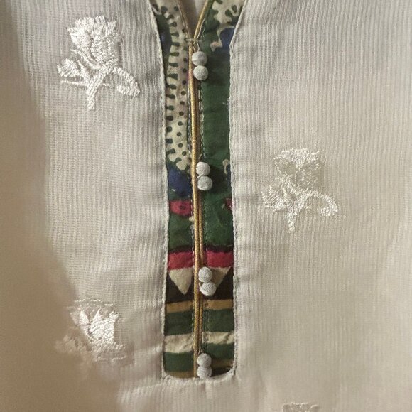 White cotton dobby kurta - Picture 3 of 6